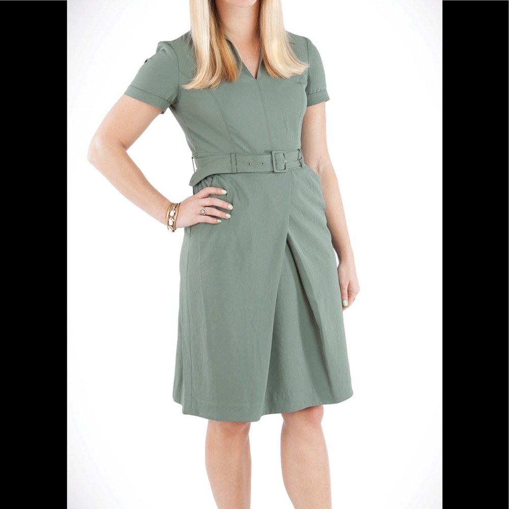 Moss Green Belted Dress from Banana Republic